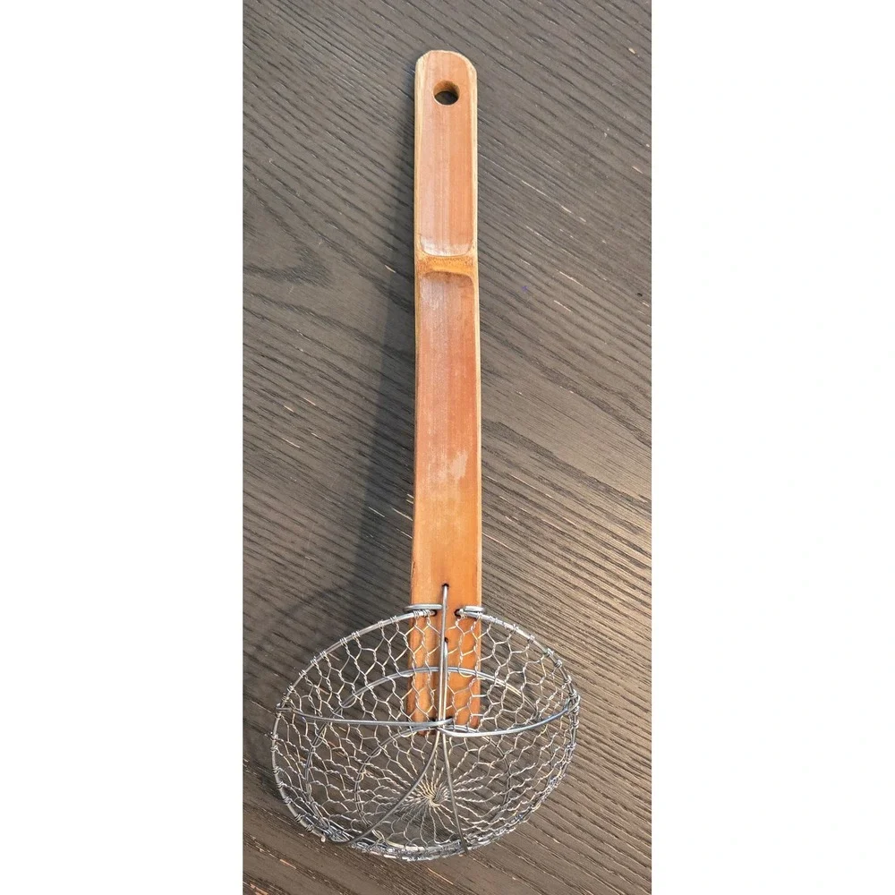 Joyce Chen Spider Strainer Skimmer Ladle Kitchen Utensil Asian Bamboo Handle‎